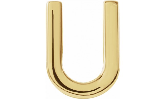 14K Yellow Single Initial U Earring