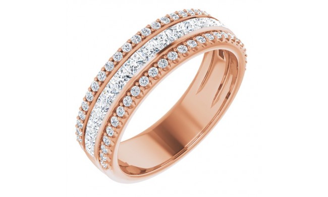 14K Rose 1 1/8 CTW Diamond Anniversary Band