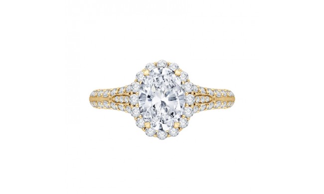 Shah Luxury Oval Diamond Halo Vintage Engagement Ring In 14K Yellow Gold (Semi-Mount)