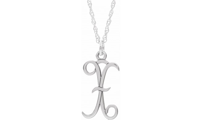14K White Script Initial X 16-18 Necklace