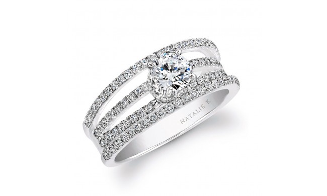18k White Gold Split Shank Pave Diamond Semi Mount Engagement Ring