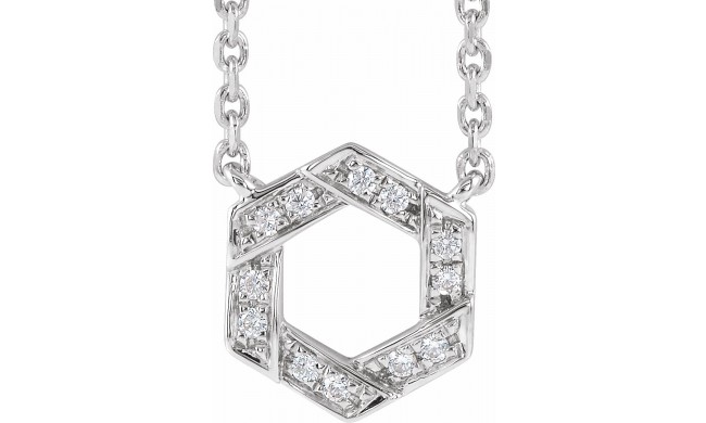 14K White .06 CTW Diamond Geometric 16-18 Necklace