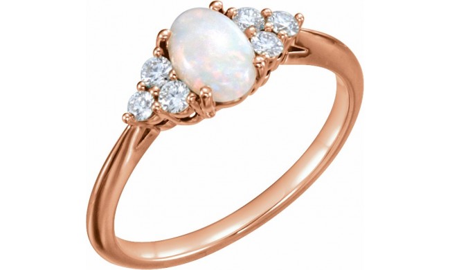 14K Rose Opal & 1/5 CTW Diamond Ring