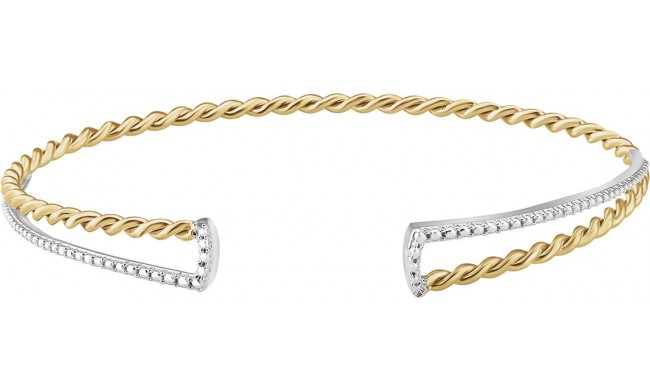 14K Yellow & White Twisted Rope Cuff Bracelet