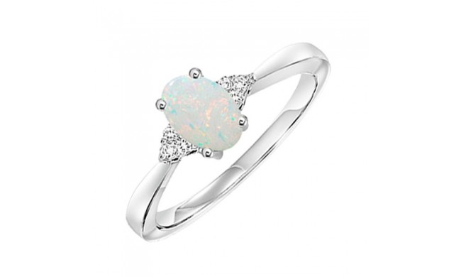 Gems One 10Kt White Gold Diamond (1/20Ctw) & Opal (1/2 Ctw) Ring