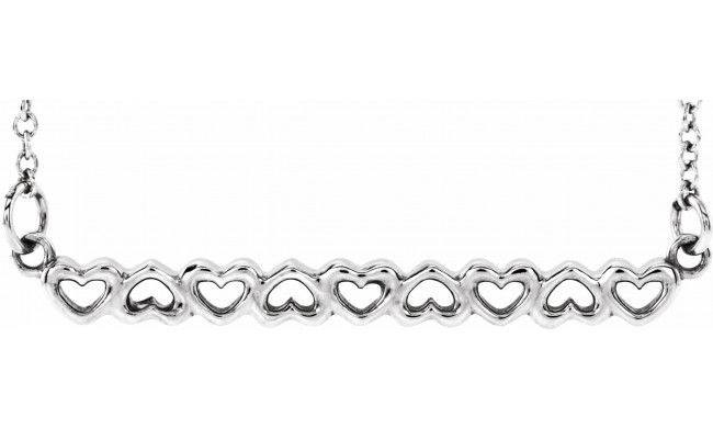 14K White Heart Bar 16-18 Necklace