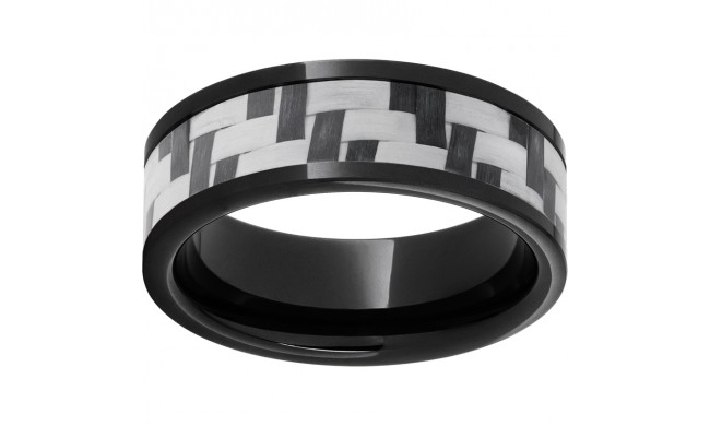 Black Diamond Ceramic Pipe Cut Band with Gray Carbon Fiber Inlay
