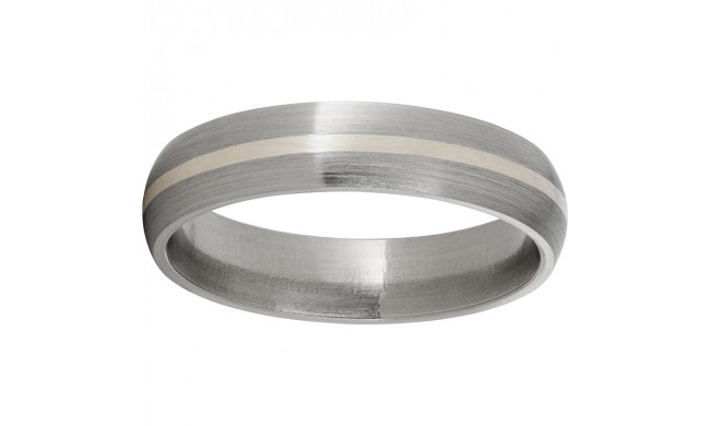 Titanium Domed Band with a 1mm Sterling Silver Inlay and Satin Finish