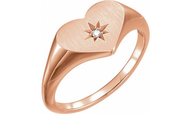 14K Rose .01 CT Diamond 11.9 mm Heart Starburst Ring