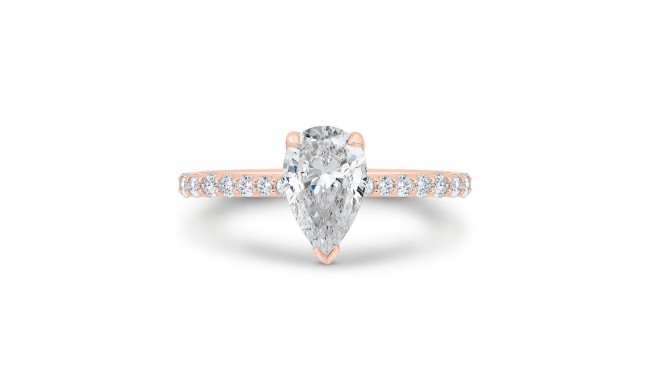 Shah Luxury 14K Rose Gold Cushion Cut Diamond Solitaire Plus Engagement Ring (Semi-Mount)