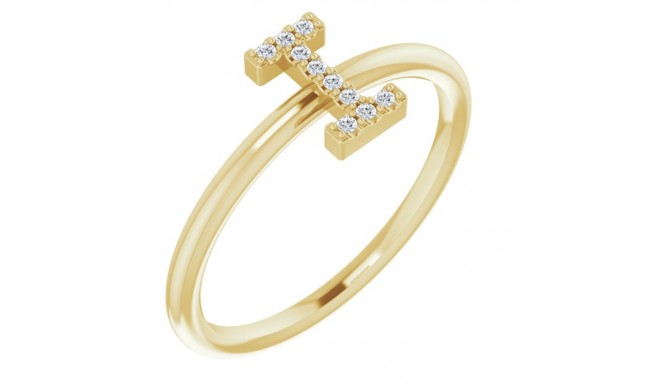 14K Yellow .04 CTW Diamond Initial I Ring