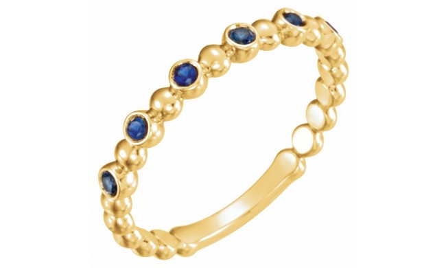 14K Yellow Blue Sapphire Stackable Ring