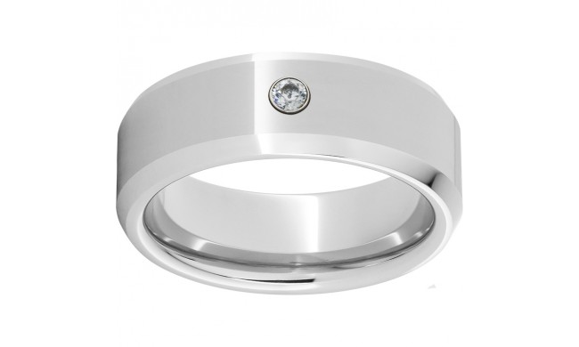 Serinium Beveled Edge Band with One .06 Round Brilliant Diamond and Polish Finish
