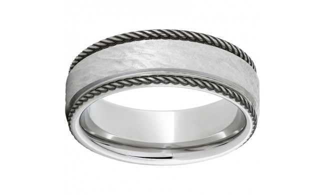 Serinium Flat Band with Rope-Style Rounded Edges and Bark Hand Finish