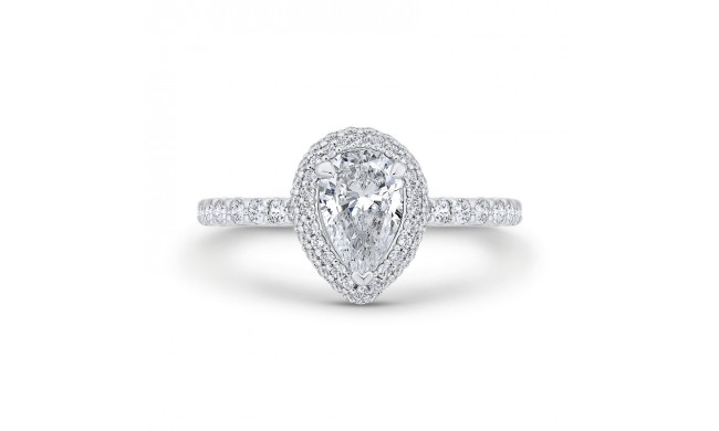 Shah Luxury 14K White Gold Pear Diamond Double Halo Engagement Ring  (Semi-Mount)