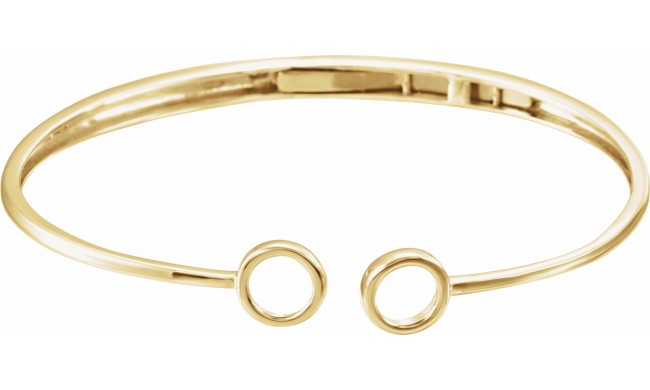 14K Yellow Gold 7 Inch Hinged Circle Cuff Bracelet