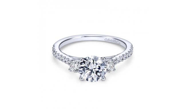 Gabriel & Co. 14k White Gold Contemporary 3 Stone Engagement Ring