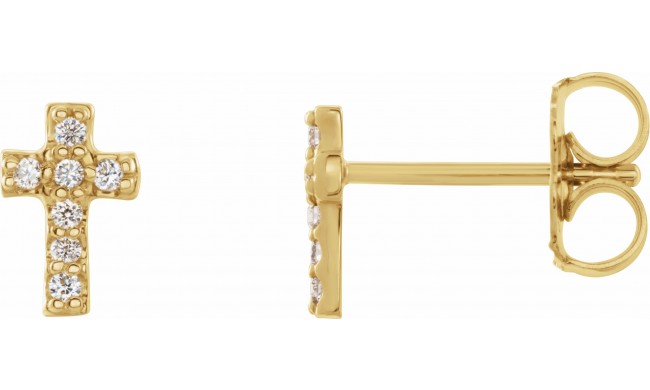 14K Yellow .06 CTW Diamond Cross Earrings