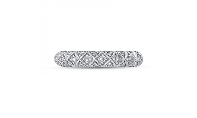 Shah Luxury Round Diamond Half-Eternity Wedding Band In 14K White Gold