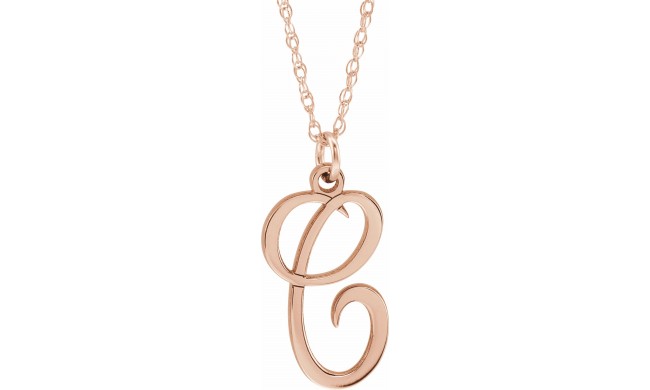 14K Rose Script Initial C 16-18 Necklace