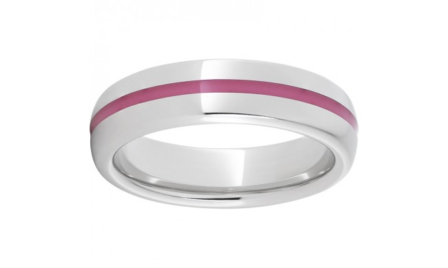 Serinium Domed Band with Pink Enamel Inlay