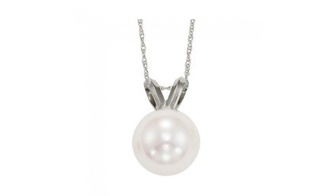 Gems One 14Kt White Gold Diamond (1/50Ctw) & Pearl (1/2 Ctw) Pendant