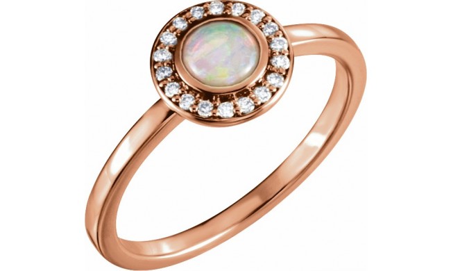 14K Rose Opal & .07 CTW Diamond Halo-Style Ring
