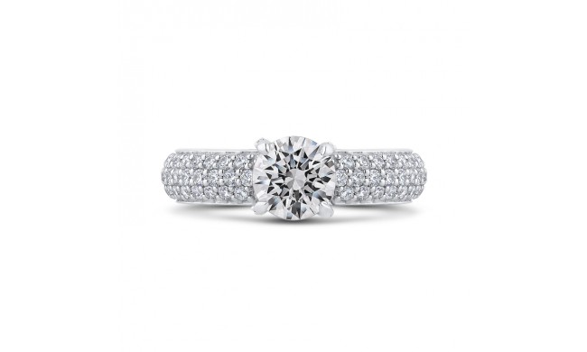 Shah Luxury 14K White Gold Round Diamond Engagement Ring (Semi-Mount)