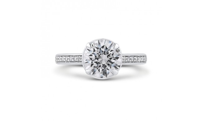 Shah Luxury 14K White Gold Round Diamond Engagement Ring (Semi-Mount)