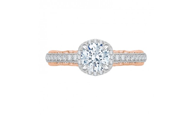 Shah Luxury 14K Two-Tone Gold Round Diamond Engagement Ring with Euro Shank (Semi-Mount)