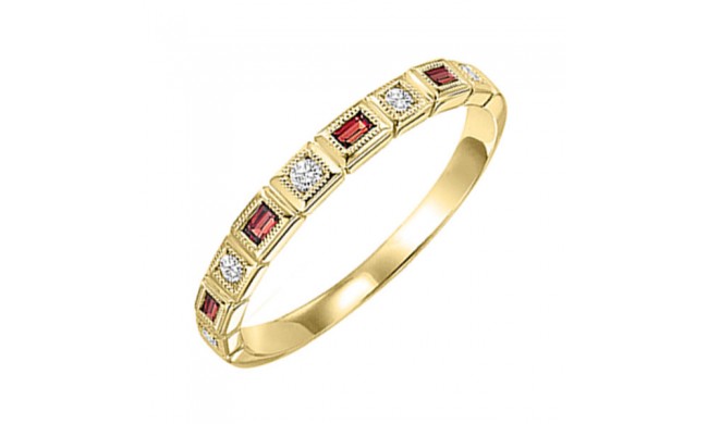 Gems One 14Kt Yellow Gold Diamond (1/10Ctw) & Garnet (1/6 Ctw) Ring