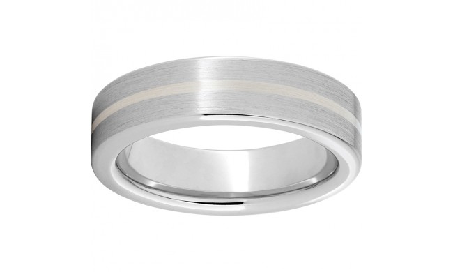 Serinium Pipe Cut Band with a 1mm Sterling Silver Inlay and Satin Finish
