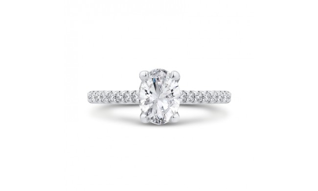 Shah Luxury 14K White Gold Oval Cut Diamond Classic Engagement Ring (Semi-Mount)
