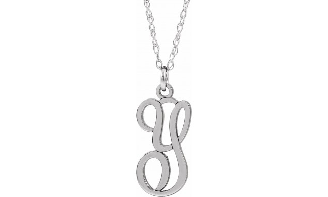 14K White Script Initial Y 16-18 Necklace