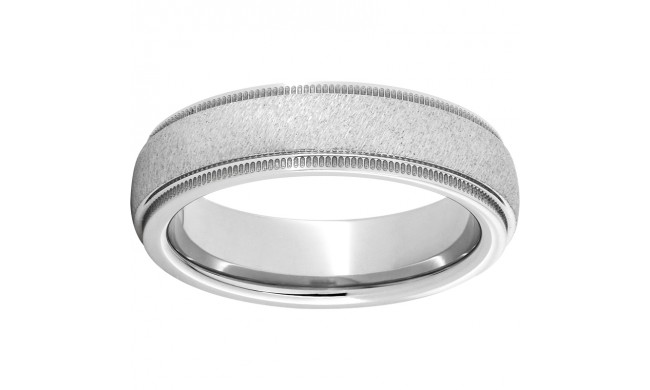Serinium Domed Band with Milgrain Grooved Edges and a Grain Finish