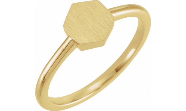 14K Yellow  9.5x8 mm Geometric Signet Ring