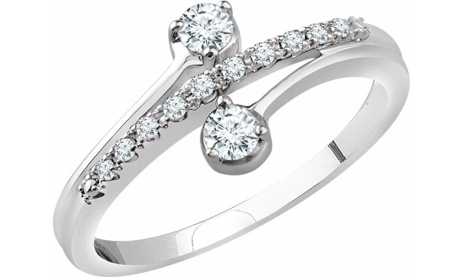 14K White 1/4 CTW Diamond Two-Stone Ring