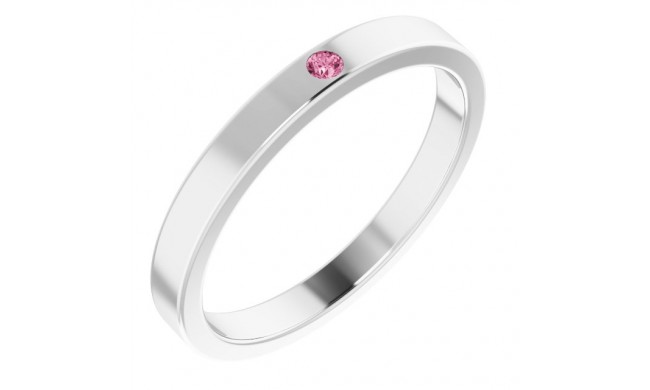 14K White Pink Tourmaline Stackable Family Ring