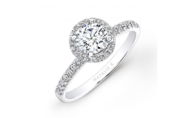 18k White Gold Pave Halo Diamond Engagement Ring