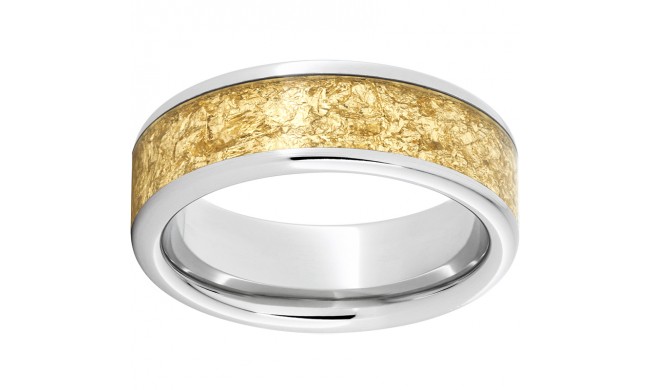 Serinium Pipe Cut Band with 5mm 24K Yellow Gold Leaf Inlay