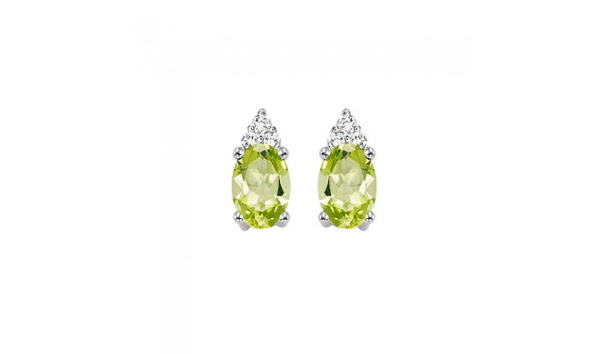 Gems One 10Kt White Gold Diamond (1/20Ctw) & Peridot (5/8 Ctw) Earring