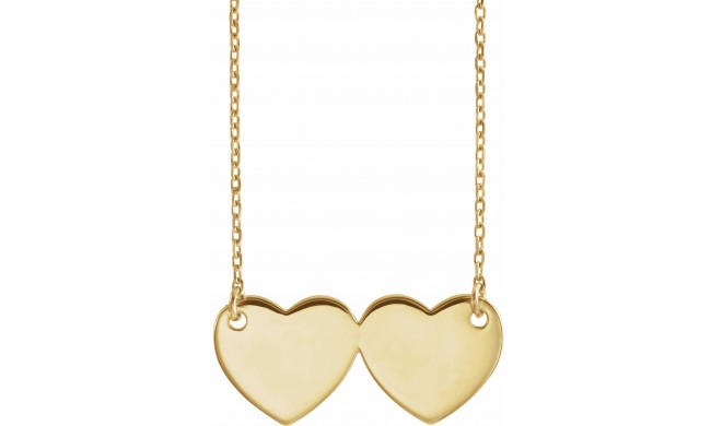 14K Yellow Double Heart 17 Necklace