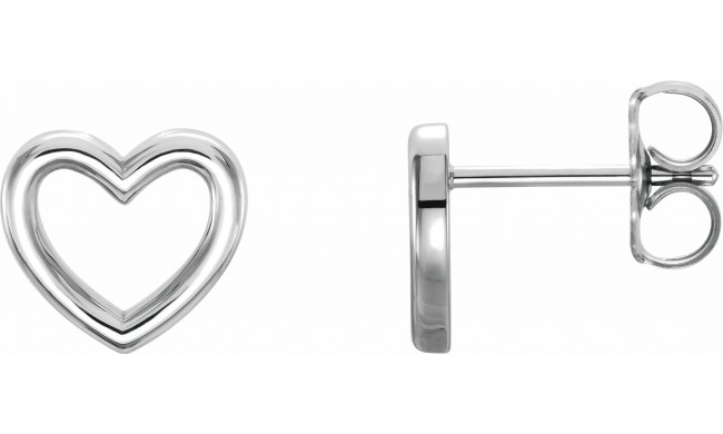 Platinum 8.7x8 mm Heart Earrings