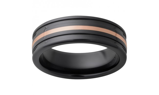 Black Diamond Ceramic Band with 1mm 14K Rose Gold Inlay