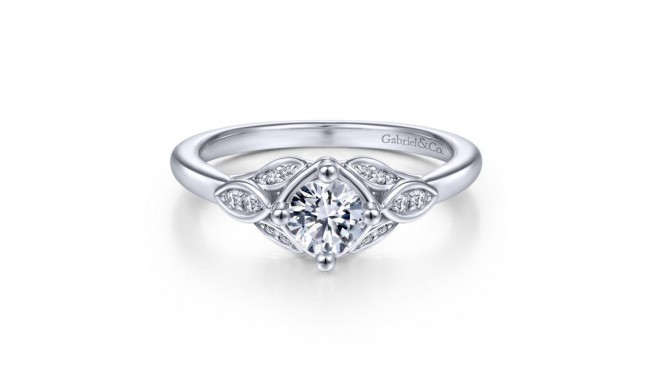 Gabriel & Co. 14k White Gold Art Deco Straight Engagement Ring