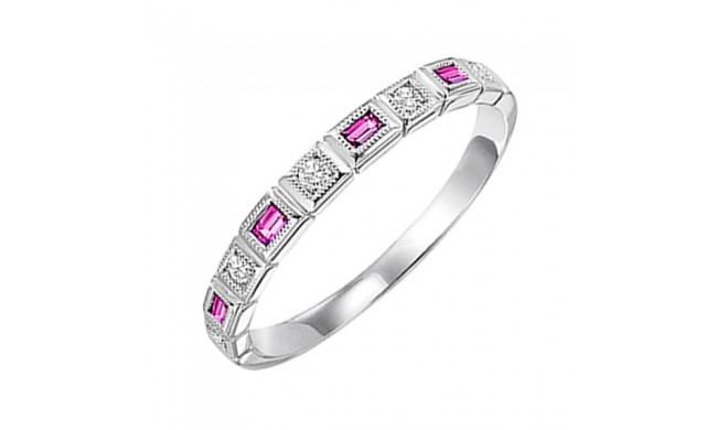 Gems One 14Kt White Gold Diamond (1/10Ctw) & Pink Sapphire (1/6 Ctw) Ring