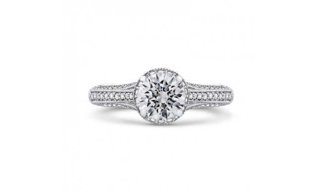 Shah Luxury 14K White Gold Round Diamond Engagement Ring with Split Shank (Semi-Mount)