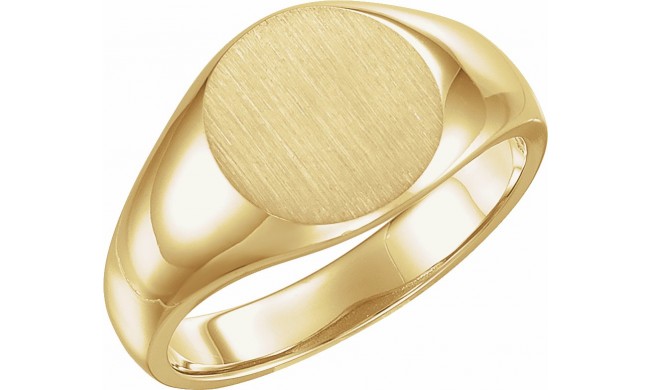 14K Yellow 13 mm Round Signet Ring