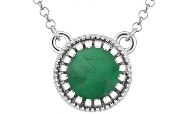 14K White Emerald May 18 Birthstone Necklace