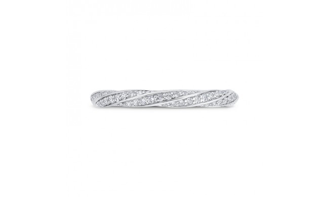 Shah Luxury 14K White Gold Round Cut Diamond Wedding Band